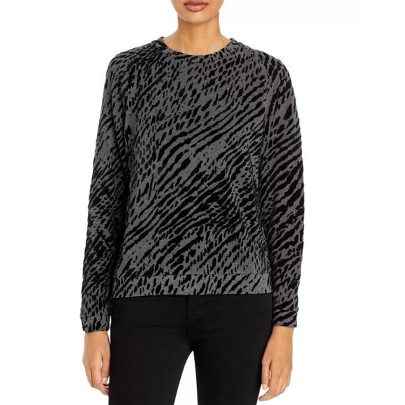 Majestic Sweaters - new MAJESTIC FILATURES Paris black velvet burnout zebra print sweater top